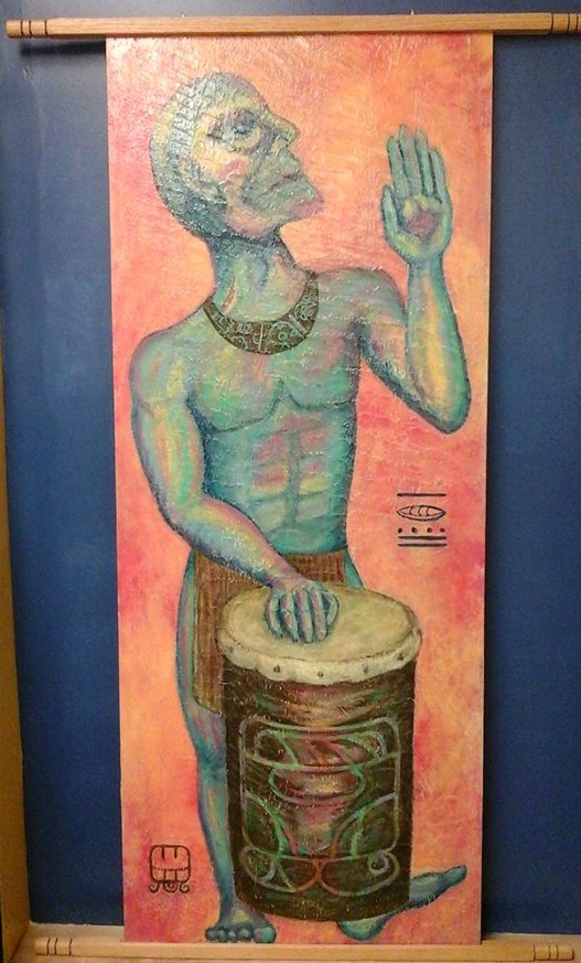 Exhaulted Drummer - Acrylic on board - Copy